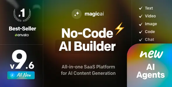MagicAI – OpenAI Content, Text, Image, Video, Chat, Voice, and Code Generator as SaaS + 6 Pre theme