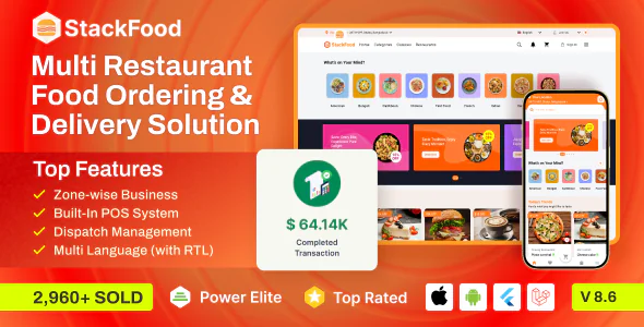 StackFood Multi Restaurant – Food Delivery App with Laravel Admin and Restaurant Panel