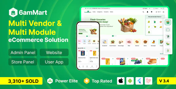 6amMart v3.4 - Multivendor Food, Grocery, eCommerce, Parcel, Pharmacy delivery app
