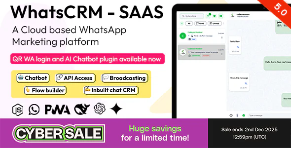 WhatsCRM - Chatbot, Flow Builder, API Access, WhatsApp CRM SAAS System