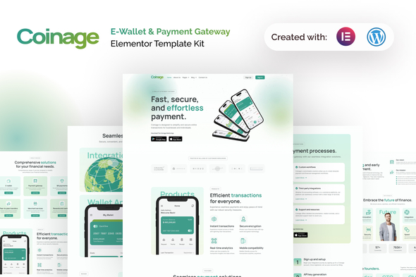 Coinage - E-Wallet Payment Gateway Elementor Pro Template Kit