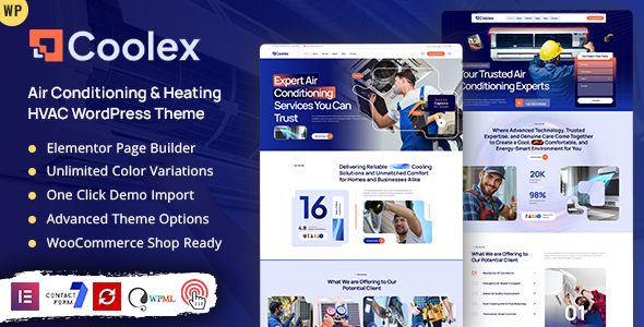 Coolex - Air Conditioning Heating HVAC WordPress Theme Coolex - Air Conditioning Heating HVAC WordPress Theme