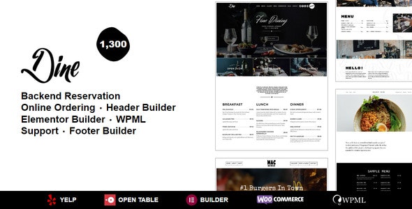 Dine - Restaurant, Cafe, Bakery WordPress Theme Dine - Restaurant, Cafe, Bakery WordPress Theme