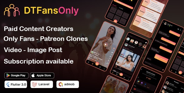 DTFansOnly - Paid Content Creators Flutter App - Android - iOS - Web - OnlyFans Patreon Style App DTFansOnly - Paid Content Creators Flutter App - Android - iOS - Web - OnlyFans Patreon Style App