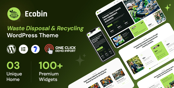 Ecobin - Waste Disposal Recycling Services WordPress Theme Ecobin - Waste Disposal Recycling Services WordPress Theme