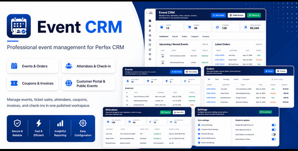 Event Management Ticket Booking Module for Perfex CRM with Attendees and Check-in Event Management Ticket Booking Module for Perfex CRM with Attendees and Check-in