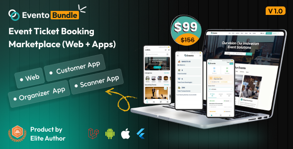 Evento Bundle - Event Ticket Booking Marketplace (Multivendor) – Laravel Web + Flutter Mobile Apps Evento Bundle - Event Ticket Booking Marketplace (Multivendor) – Laravel Web + Flutter Mobile Apps