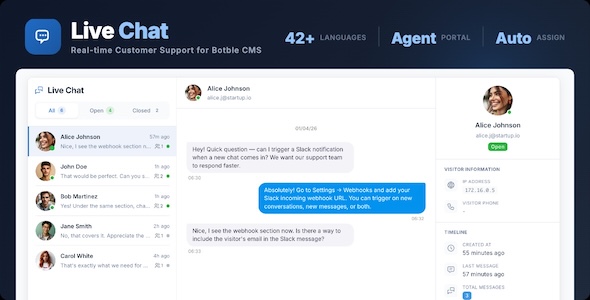 Live Chat - Floating Ajax Live Chat with Agent Portal for Botble scripts Live Chat - Floating Ajax Live Chat with Agent Portal for Botble scripts