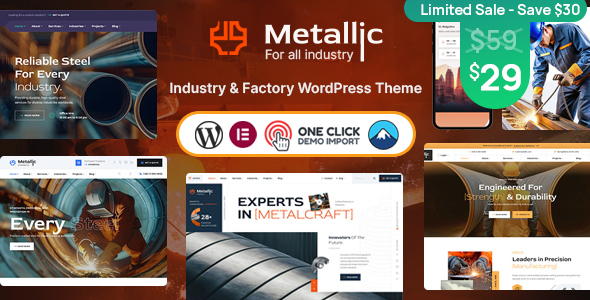 Metallic - Industry Manufacturing Factory WordPress Theme Metallic - Industry Manufacturing Factory WordPress Theme