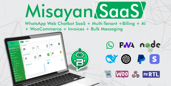 Misayan SaaS – Multi-Tenant WhatsApp: Chatbots, WooCommerce Integration API Access Misayan SaaS – Multi-Tenant WhatsApp: Chatbots, WooCommerce Integration API Access