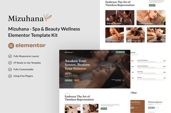 Mizuhana - Spa Beauty Wellness Elementor Template Kit Mizuhana - Spa Beauty Wellness Elementor Template Kit