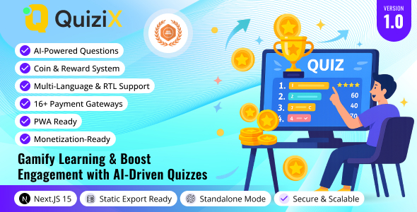 QuiziX – AI Quiz Trivia Game | Laravel + Next.js Gamified Quiz Platform QuiziX – AI Quiz Trivia Game | Laravel + Next.js Gamified Quiz Platform