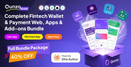 Qunzo Fintech Wallet Solution Web and Apps (Full Bundle)