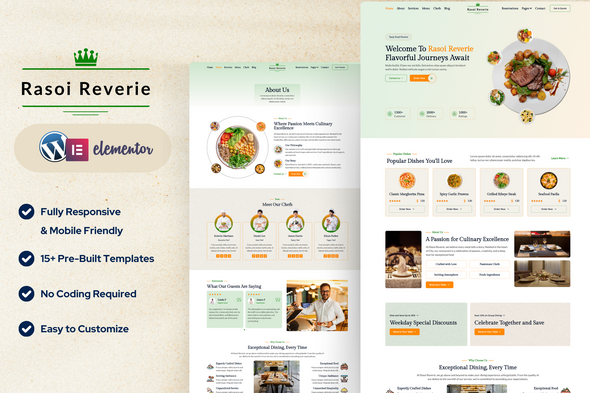 Rasoi Reverie — Restaurant Cafe Elementor Template Kit