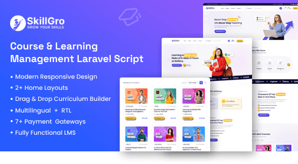 SkillGro LMS - Course Learning Management System Laravel Script
