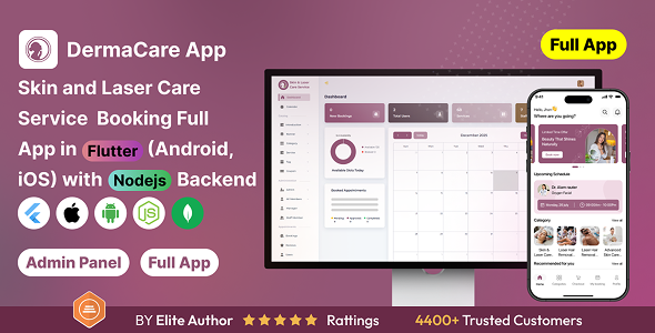 Skin and Laser Care Services Booking Full app in Flutter (Android, iOS) with Node.js Backend App Skin and Laser Care Services Booking Full app in Flutter (Android, iOS) with Node.js Backend App