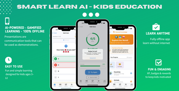 SmartLearn AI — Kids Education App with Adaptive Learning, Gamification Drawing | iOS SwiftUI SmartLearn AI — Kids Education App with Adaptive Learning, Gamification Drawing | iOS SwiftUI