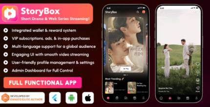 StoryBox – Short Drama Web Series Video Streaming Flutter App | Android, iOS, Web | Admin Panel
