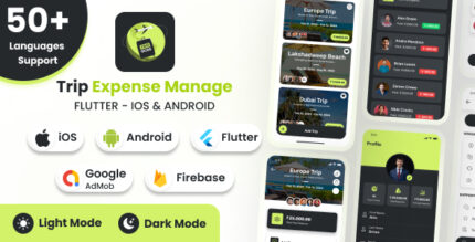 TripMode | Trip Expense Manage - Flutter Android iOS Full App + Light + Dark Mode (50+ Languages)
