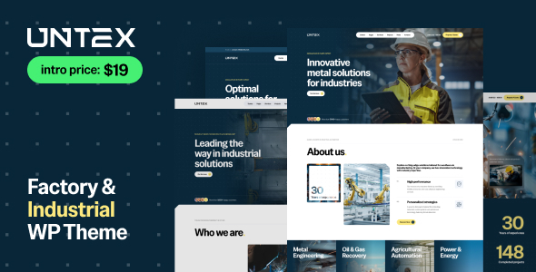 Untex - Factory Industrial WordPress Theme Untex - Factory Industrial WordPress Theme