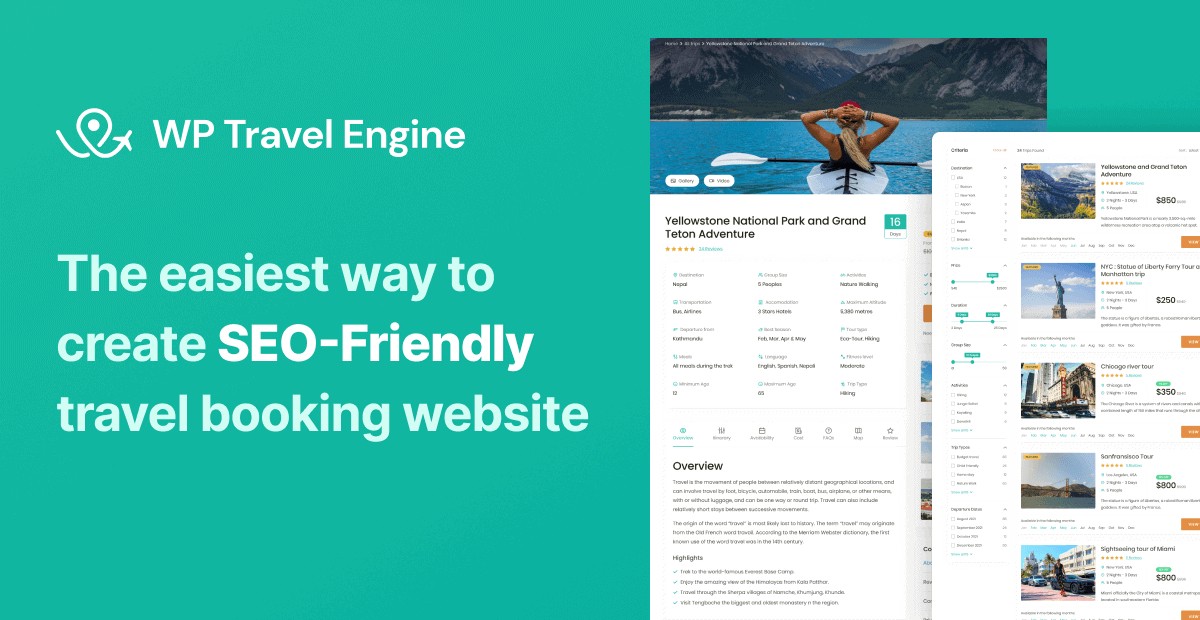 WP Travel Engine - Best Travel Booking WordPress Plugin [Travel Agency - All Add-ons]