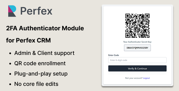 2FA Authenticator Module for Perfex CRM – Compatible with Google, Microsoft, Authy More 2FA Authenticator Module for Perfex CRM – Compatible with Google, Microsoft, Authy More