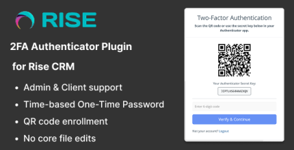 2FA Authenticator Plugin for Rise CRM – Compatible with Google, Microsoft, Authy More