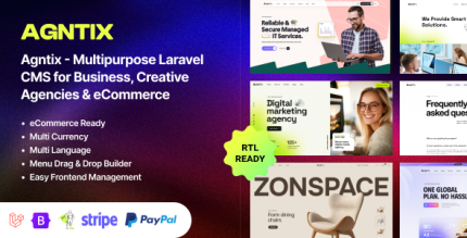Agntix - Multipurpose Laravel CMS for Business, Portfolio, Creative Agencies eCommerce