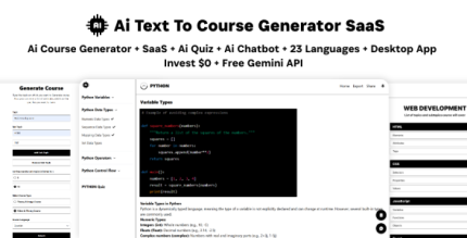 Ai Course Generator - Text To Course SaaS Ai Quiz Ai Chat Translation Earn Desktop App React Admin