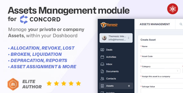 Assets Management Module for Concord CRM - Manage Company and Customer Assets Assets Management Module for Concord CRM - Manage Company and Customer Assets