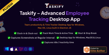 Employee Monitoring - Work, Active, Idle, Break Time Screenshots - Desktop App Plugin for Taskify