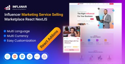 Inflanar - Influencer Marketing Service Selling Marketplace React User Website
