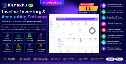 Kanakku — Invoice, Inventory Accounting Software, built on React + Node.js (AI Powered)