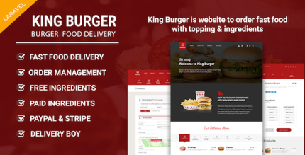 King Burger - Restaurant Food Ordering website with Ingredients In Laravel