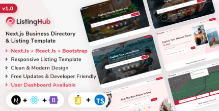 ListingHub - Next.js Business Directory Listing Template (Javascript + Typescript)