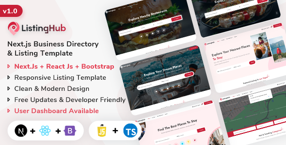 ListingHub - Next.js Business Directory Listing Template (Javascript + Typescript) ListingHub - Next.js Business Directory Listing Template (Javascript + Typescript)