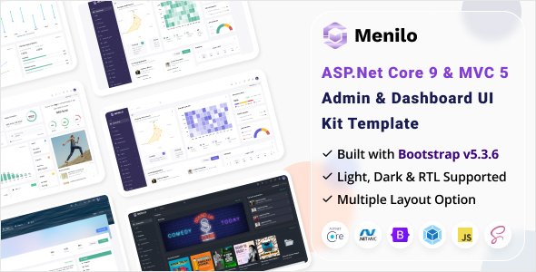 Menilo - ASP.Net Core MVC Admin Dashboard UI Template Menilo - ASP.Net Core MVC Admin Dashboard UI Template