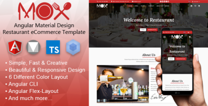 Mox - Angular 20 Material Design Restaurant eCommerce Template + Admin Panel