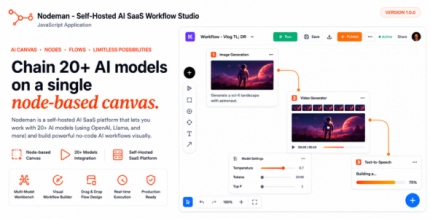 Nodeman - Self-Hosted AI SaaS Workflow Studio | JavaScript Application
