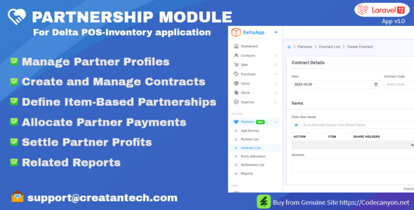 Partnership Module for Delta POS – Partner Profit Sharing Contract Management Addon Partnership Module for Delta POS – Partner Profit Sharing Contract Management Addon