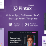 Pintex - Mobile App Software Landing Page ReactJS Template