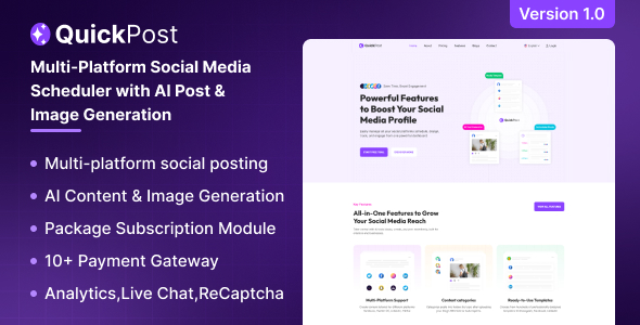 QuickPost - Multi-platform Social Media Scheduler with AI Post Image Generation QuickPost - Multi-platform Social Media Scheduler with AI Post Image Generation