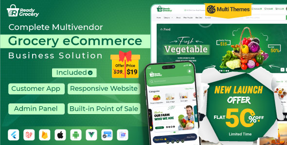 ReadyGrocery– Multivendor Grocery eCommerce Mobile App with Website Laravel Admin Panel ReadyGrocery– Multivendor Grocery eCommerce Mobile App with Website Laravel Admin Panel