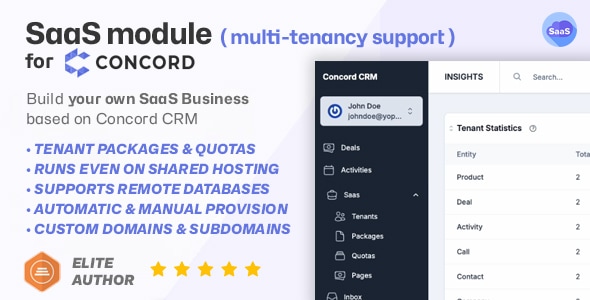 SaaS module for Concord - Transform your CRM into a Powerful Multi-Tenancy Solution SaaS module for Concord - Transform your CRM into a Powerful Multi-Tenancy Solution