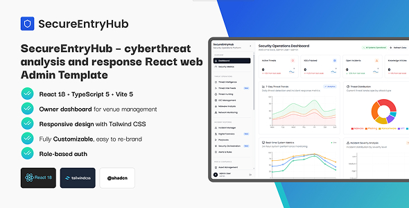 SecureEntryHub - Cybersecurity Dashboard Threat Intel Frontend React Admin Template SecureEntryHub - Cybersecurity Dashboard Threat Intel Frontend React Admin Template
