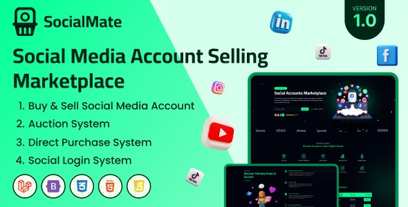 SocialMate - Social Media Account Selling Marketplace SocialMate - Social Media Account Selling Marketplace