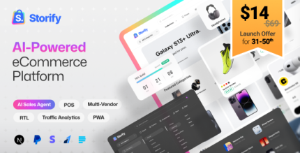 Storify - NextJs eCommerce Platform with POS, AI Sales Agent, PWA Multi-Vendor