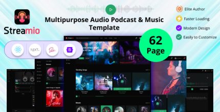 Streamio - Multipurpose Audio Podcast Music React Next JS Template