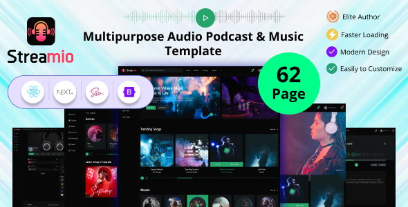 Streamio - Multipurpose Audio Podcast Music React Next JS Template Streamio - Multipurpose Audio Podcast Music React Next JS Template
