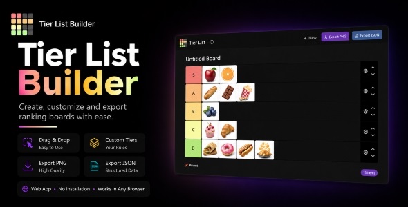 Tier List Builder - Drag Drop Ranking App | React, TypeScript Tier List Builder - Drag Drop Ranking App | React, TypeScript